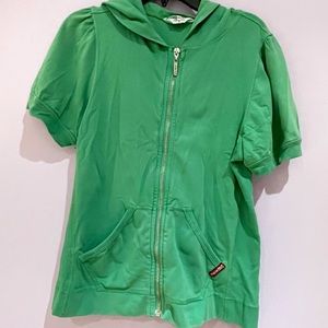 Unique hard tail green zip up